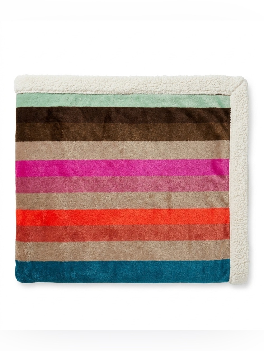 Lands' End Multi Color Striped Sherpa Throw